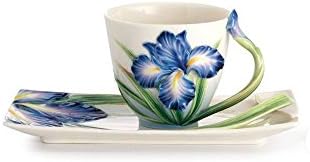 Franz Fine Porcelain Eloquent Iris Flower Cup & Saucer in Adorable Treasures Gift Box