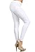Fashion Mic Womens Pull On Cotton Blend Color Jeggings with Orange Stitching (ML, White)
