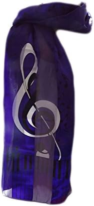 New Company Womens G Clef Piano Keys Music Scarf - Violet - One Size.