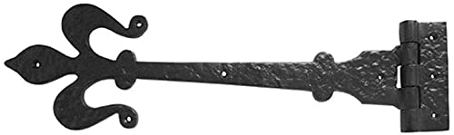 Black Antique Iron Fleur DE LYS Heavy Duty Door GATE T-Hinge - Pair