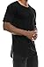JC DISTRO Mens Hipster Hip Hop Cotton Elong Round Scallop Hemline Tshirt Black Large