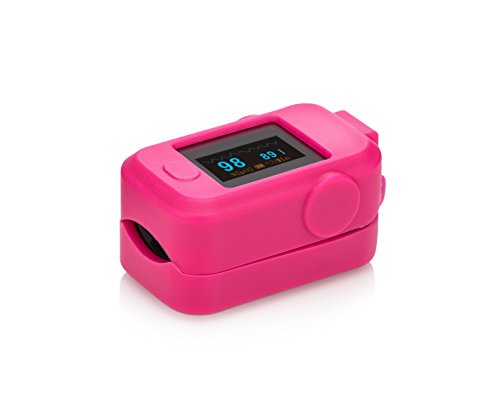 Tribe RN NEW Fingertip Pulse Oximeter with Plethysmograph Blood Oxygen Saturation Monitor (Pink Cover)