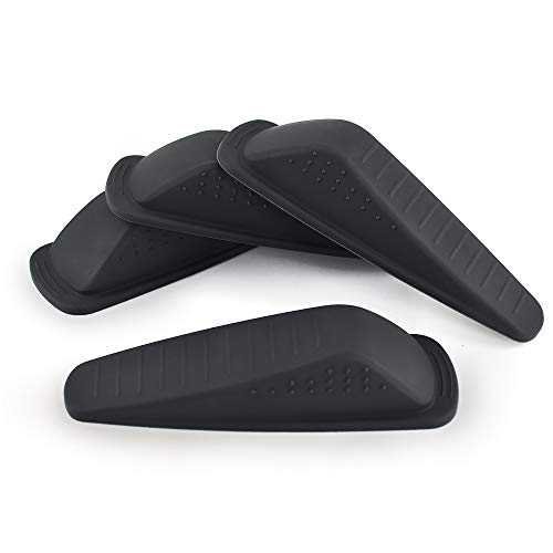 Rubber Door Stopper - Multi Surface Door Stop Wedge with Heavy Duty Design - Flexible and Non Scratching Door Holder (4 Pack, Black) - Thumbnail 6
