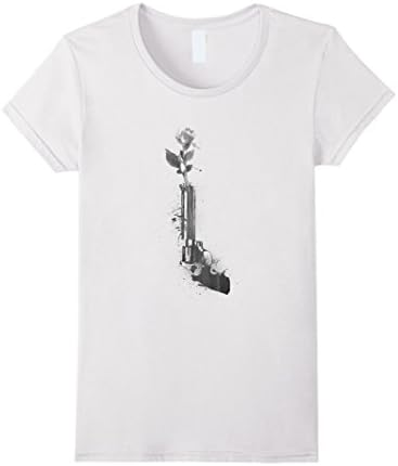 Women's Gun Rose T-Shirt Mens/Womens XL White