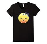 Women's Cute Sleeping Emoji Zzz T-Shirt - Perfect for Pajamas & PJs Medium Black