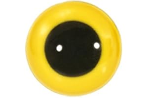 CALCASTLE CRAFT Animal Eyes with Black Centers & Metal Washers (24 mm - 4 pcs, Yellow)