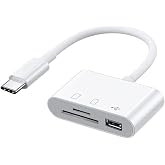USB C SD Card Reader, USB C to Micro SD TF Memory Card Reader, 3-in-1 USB Camera Card Reader Adapter