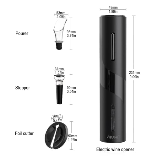 AIKARO - Electric Wine Bottle Opener Automatic Electronic Corkscrew, Battery Operated (Set)