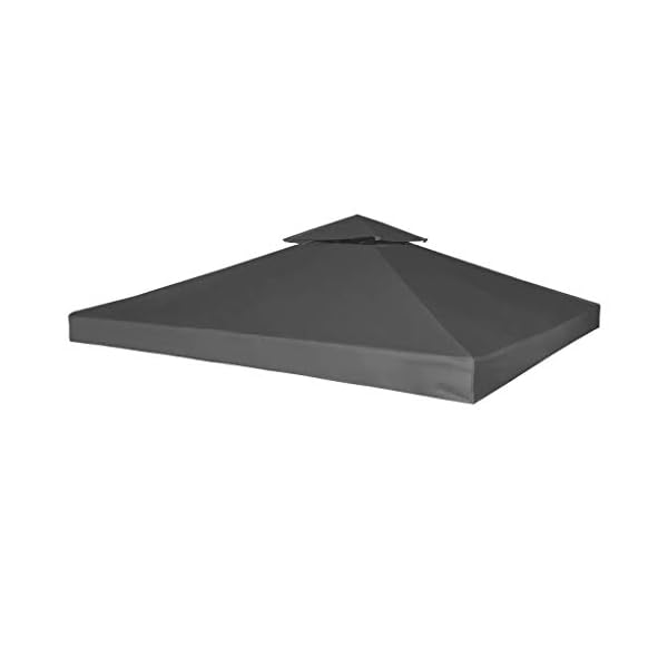 Wakects Dachüberdachung Topcover PVC Beschichtung Terrassenüberdachung Zelt Top mit 8 Ösen für Familie 310g/m² Dunkelgrau 3x3m