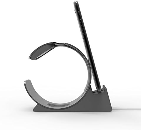 iPhone Stand, Apple Watch Holder : Desktop Charging Dock Cradle for iPhone and iWatch Egrace (Dark Gray)