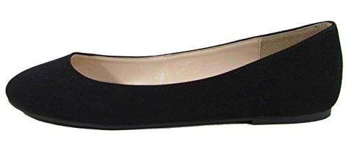City Classified Women s Thesis Classic Round Toe Ballet Flats Black Nubuck 10