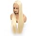 ATOZWIG Kanekalon Fiber 13x6 Inch Long Parting Sythetic Glueless Lace Front Wigs,Pre Plucked Hairline Bleached Knots African American Wig Blonde Wigs