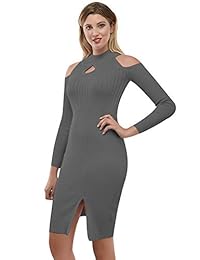 TAM WARE Vestido de mujer casual ajustado con ojal frontal de punto