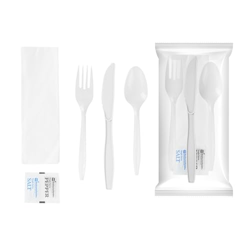 Restaurantware Utensil Kit 500 Pack of Plastic Cutlery Set Individually Wrapped…