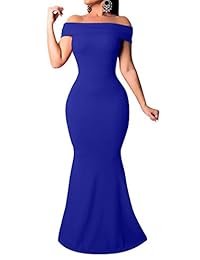 LAGSHIAN vestido de sirena para dama, elegante, con volantes, sexy, sin hombros, para fiesta de noche