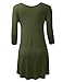 AMORE ALLFY Women's 3/4 Sleeve Round Neck Flare Hem Tunic Olive XXX-Large