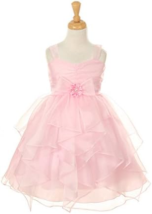 Big Girls Pink Pastel Organza Jewel Bow Flower Girl Easter Dress 12