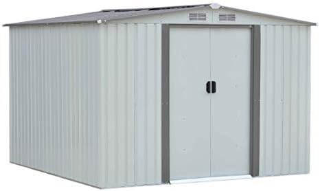 6X8Ft Heavy Duty Outdoor Garden Garage Backyard Storage Shed Galvanized Steel Storage Building Sloped Roof With Vents