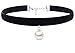 Cozylife S925 Seashell Pearl Pendant Girls Black Velvet Gothic Choker Necklace for Women Kids