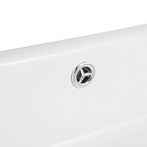 20-2/7" L x 14-1/4" W x 6" H Bathroom Rectangle Vessel White Porcelain Ceramic Sink Countertop Types Overflow w/ Chrome Pop Up Drain