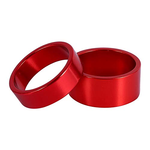 Fishlor Headset Washer Set, 4 Colors 4Pcs/Set 5mm/10mm/15mm/20mm Aluminum Alloy Headset Spacer Bike Front Stem Fork Washer(Red)