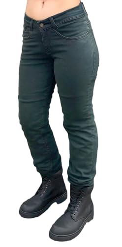 Bikers Gear Australia Womens Kj09-18 Ladies Stretch Kevlar Lined Motorcycle Vintage Protective Jeans with Removable CE Armour, Vintage Denim, 18 UK