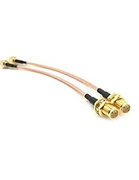 Pack de 2 RF RG316 Cable coaxial de baja pérdida de antena SMA macho a hembra SMA Nut Bulkhead Crimp 6" (15 cm)