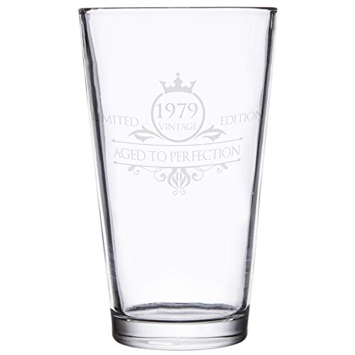 1979 40th Birthday Beer Pint Glass for Men or Women - Vintage Aged To Perfection Party Decorations â€“ Funny Anniversary Gift Idea for Him, Her, Mom, Dad Husband or Wife â€“ 16 oz Craft IPA Bar Mug
