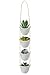 Nellam Ceramic Hanging Succulent Planter - Modern Wall Decor White Vase with Rope Hanger - 4 Piece Set Decorative Pots for Indoor Plants, Cactus, & Flower - for Home, Bedroom & Kitchen