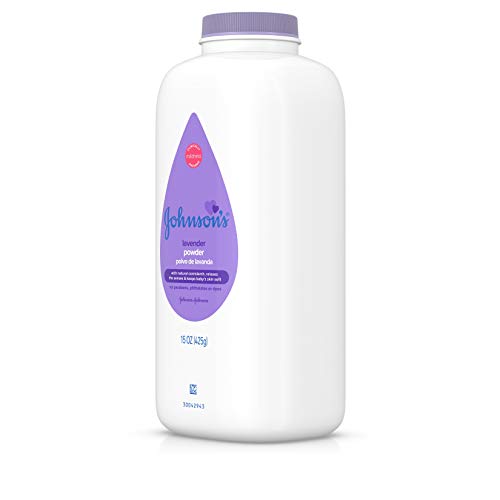 JOHNSON’S LAVENDER BABY POWDER WITH NATURALLY DERIVED CORNSTARCH, HYPOALLERGENIC AND PARABEN FREE, 15 OZ (PACK OF 3)