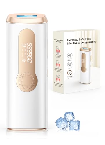 Haarlosy IPL 999,900 Flash Pulsed Light Cooling Laser Hair Removal with 3 in 1[HR/SC/RA] for Women & Men, 9 Levels Energy Laser Hair Removal for Armpits/Bikini/Body, GLY06