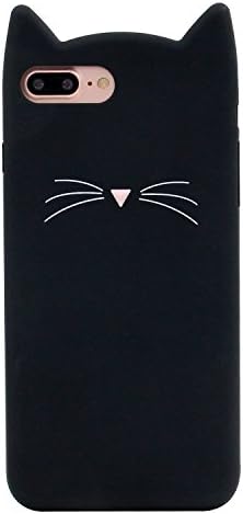 Beatuiphone Case for iPhone 7 Plus/iPhone 8 Plus,Unique Cute 3D Cartoon Black Cat Kitty Whiskers Stylish Funny Back Cover for Teens Girls Women Soft Flexible Silicone Protective Bumper Skin Shell