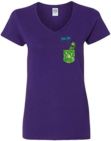 Qasimoff New Graphic Tee Shirt Pickle Rick in a Pocket Funny Womens Vneck T-Shirt