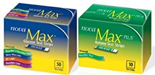 Nova Max Blood Glucose (50ct) and Ketone (10ct) Diabetic Test Strips