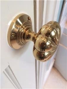 Chattels Stunning Pair of Large Mortice Flower Door Knobs in Solid Brass Handles KLN-PL, Gold - Image 3