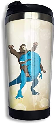 Arsmt Bigfoot Riding Dinosaur T Rex 13.5 Oz Stainless Steel Coffee Mugs Leakproof Insulated Tea Cup