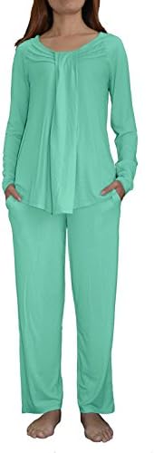 Hi Comfortable Luxuriously Soft Feel Women's Long Sleeve Viscose Pajama Set(ATL1703) (XS, Bermuda)