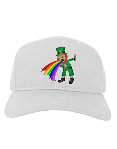 TooLoud Puking Rainbow Leprechaun Adult Baseball Cap Hat - White