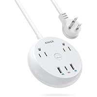USB-C Power Strip with Power Delivery, Anker PowerStrip Pad, 2 Outlets and 3 USB (2 USB-A, 1 USB-C) with Switch Control and 5-Foot Power Cord, Compact Size for Travel, Cruise Ship, Office, or Home