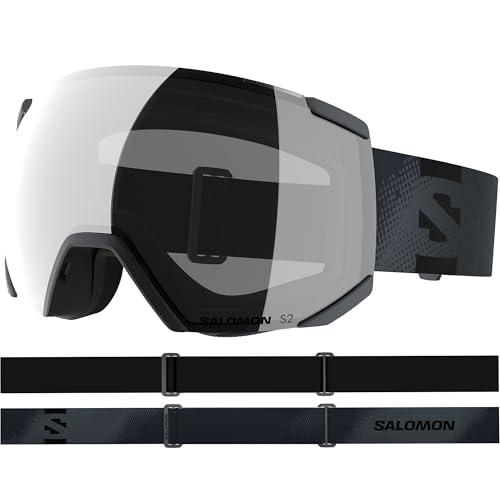 Salomon RADIUM ML Goggles, Unisex Anti-Fog Ski Goggles for Trail Running and Mountain Adventures, Ebony/Super White