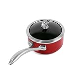 Chantal Copper Fusion 1.7 Quart Sauce Pan with Glass Lid, Chili Red