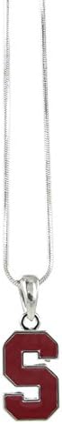 Officially Licensed Stanford University S Logo Necklace Pendant with Red Enamel