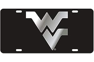 Dixie Dawgs West Virginia Laser Cut License Plate Car Tag WV Mountaineers Black Silver Mirror