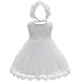 Silver Mermaid Baby Girls Christening Baptism Dress 2 Piece Floral Lace Baptism Gown Christening Dress Set(6M,White)