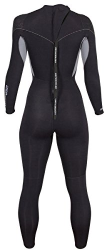 Women's Thermoprene Pro Wetsuit 3mm Back Zip Fullsuit Black - Thumbnail 2