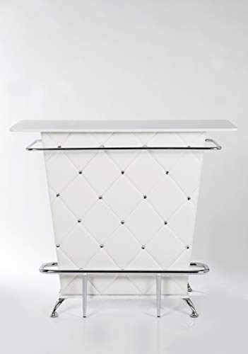 Kare Design Bar Lady Rock White, extravaganter Bartisch, Bartresen mit aufwendiger Rautensteppung, Bartheke mit viel… – Bild 6