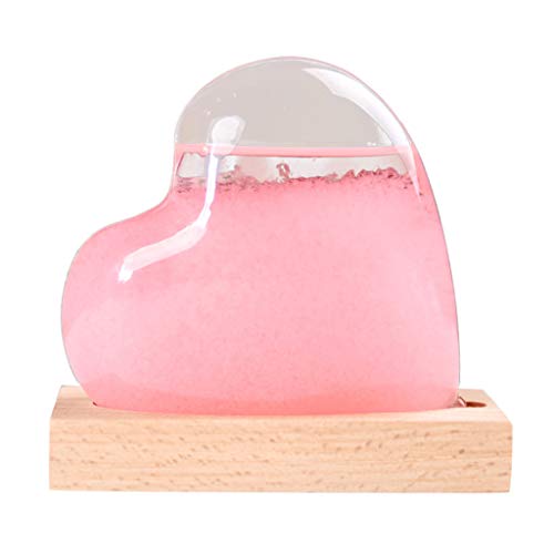 Fan-Ling Storm Glass Weather Forecaster Weather Station,Fashion Creative Office Desktop and Home Decor Heart Shape Glass Crystal Craft,Weather Project Bottle Transparent Gifts (Pink) - Thumbnail 3
