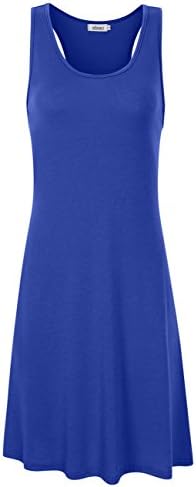 MISSKY Women Casual Sleeveless Round Scoop Neck Tank Dress