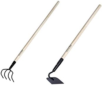 KYLIN 2 Pieces Garden Tools Set - Include Refuse Hook Cultivator and Forged Garden Hoe with 48" Hard Wood Handle, by GardenAll
