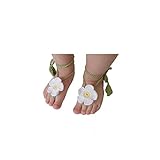 Lisli Newborn Baby Girl Toddlers Kid Flower Barefoot Sandals Shoes (Green)